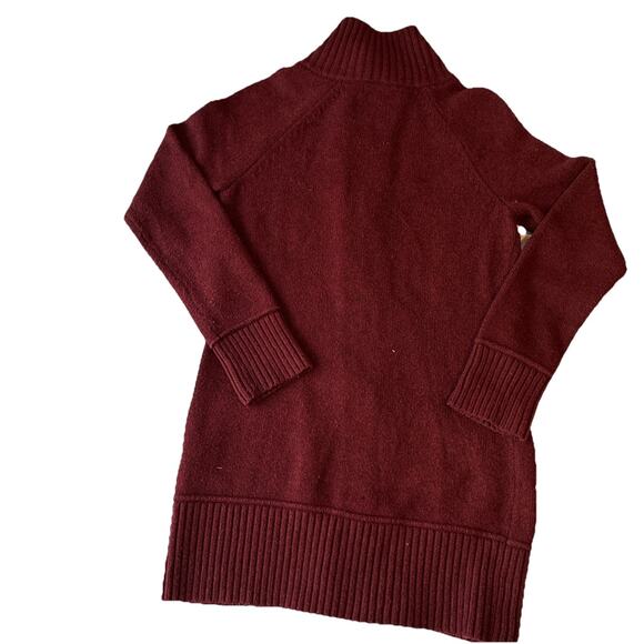 Eddie Bauer Lounge Cardigan Chunky Knit burgundy Open Mock Neck Sweater Size S - Picture 6 of 9